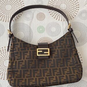 Fendi Black and Brown Monogram Shoulder Bag